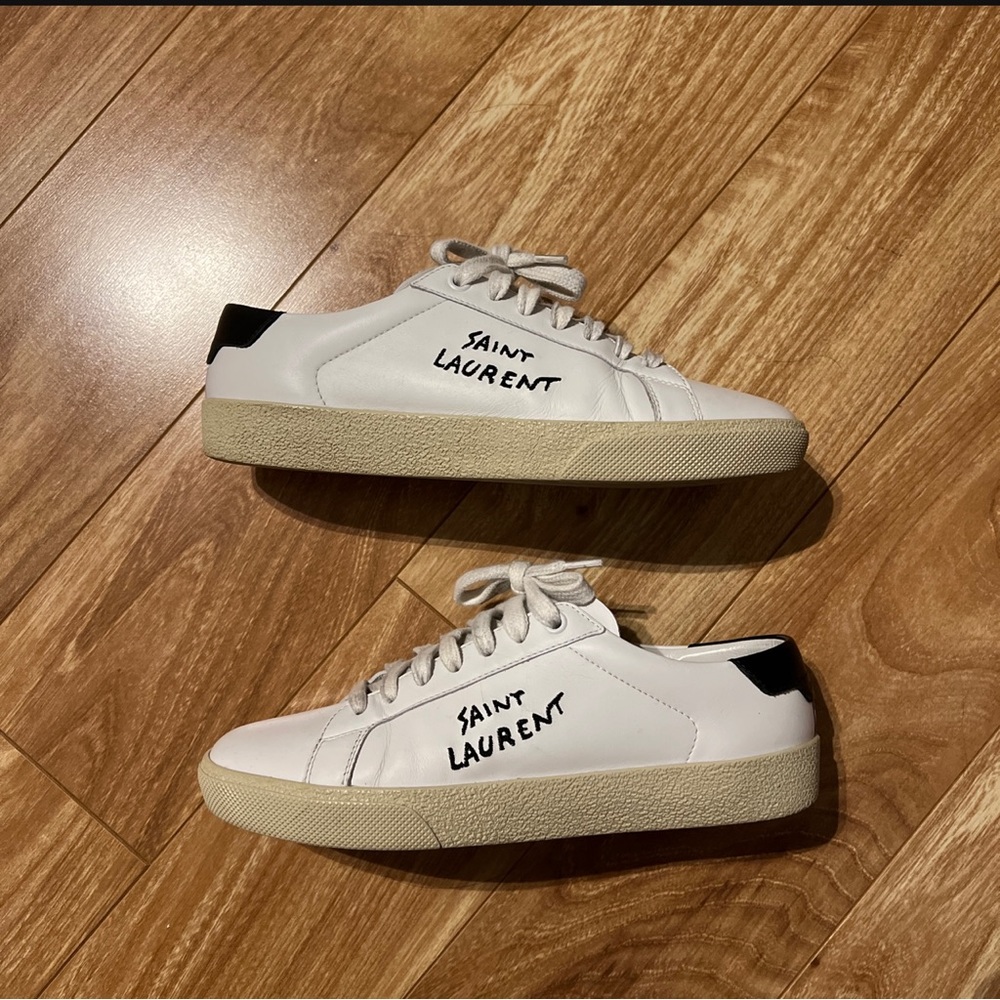 Saint Laurent Court Classic logo-embroidered leather sneakers